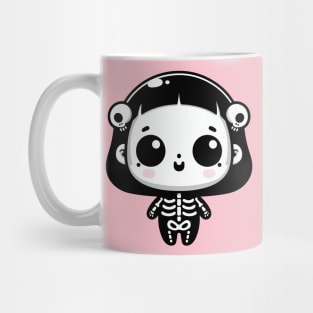 Cute Chubby Skeleton Girl in Kawaii Style | Cute Halloween Costume for Girls Mug